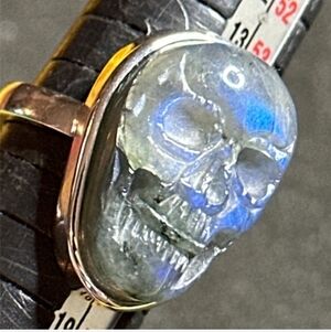 925 Labradorite Skull ๐ Ring size 7 1/2 adjustable